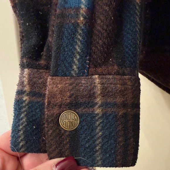** O’Neil ** Fleece warm Brown and Blue Plaid Shirt - small - Picture 6 of 9